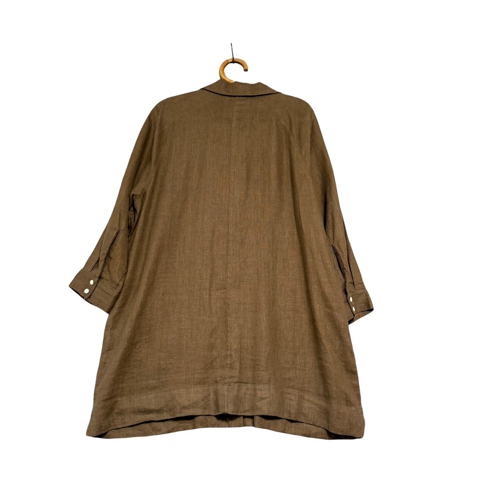 Beaton | Chore Coat Shacket Earth Brown Size L 100% Linen - Picture 5 of 11